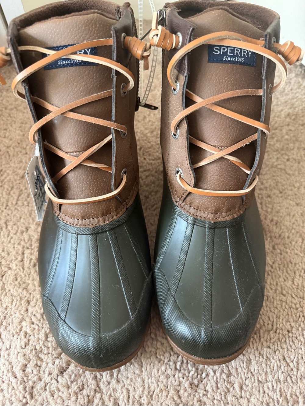 Sperry Olive & Brown Waterproof Duck Boots for Men